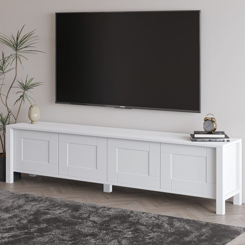 Belor TV-bänk 160x45x35 cm - Vit - Möbler - TV- & Mediamöbler - TV bänk & mediabänk
