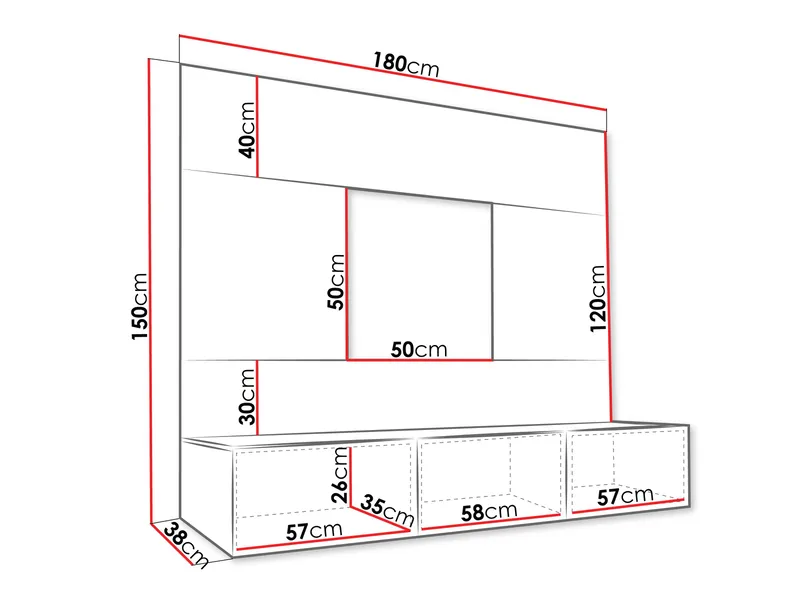Bernice Tv-skåp 180 cm - brun - Möbler - TV- & Mediamöbler - TV-möbelset