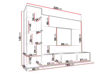 Bernice Tv-skåp 220x38 cm - Svart - Möbler - TV- & Mediamöbler - TV-skåp