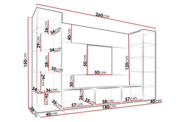 Bernice Tv-skåp 260x38 cm - Beige - Möbler - TV- & Mediamöbler - TV-möbelset