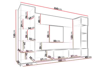 Bernice Tv-skåp 260x38 cm - Vit - Möbler - TV- & Mediamöbler - TV-skåp