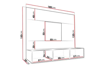 Bernice Tv-skåp 38x150 cm - Svart - Möbler - TV- & Mediamöbler - TV-möbelset