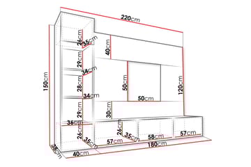 Bernice Tv-skåp 38x150 cm - Svart - Möbler - TV- & Mediamöbler - TV-möbelset