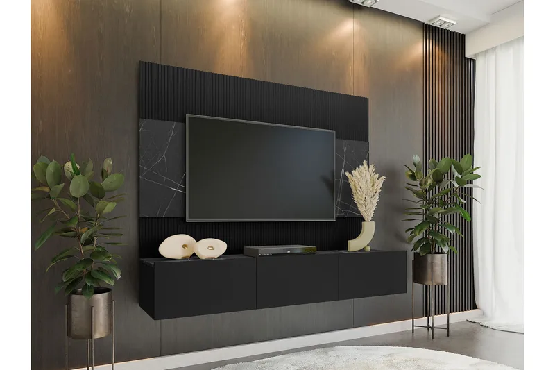 Bernice Tv-skåp 38x150 cm - Svart - Möbler - TV- & Mediamöbler - TV-möbelset