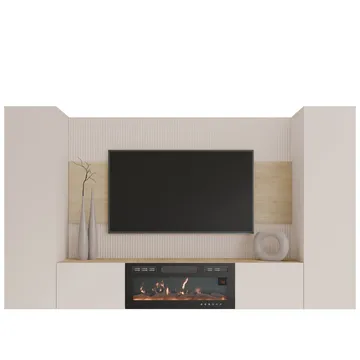 Bernice Tv-väggskåp 260 cm Elkamin med Värmefunktion och LED-belysning