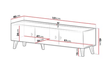 Betsi Tv-bänk 151x40 cm - Möbler - TV- & Mediamöbler - TV bänk & mediabänk