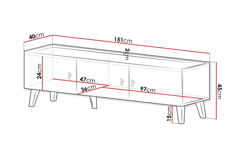 Betsi Tv-bänk 151x40 cm - Möbler - TV- & Mediamöbler - TV bänk & mediabänk