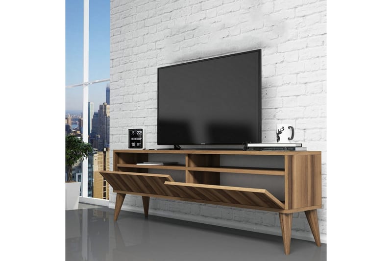 Bexheti Golvstående TV Bänk 150 cm med Förvaring i Valnöt - Brun - Möbler - TV- & Mediamöbler - TV bänk & mediabänk