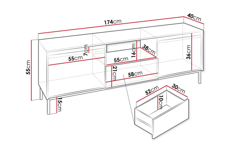 Bjurholm Tv-bänk 174 cm - Vit - Möbler - TV- & Mediamöbler - TV bänk & mediabänk