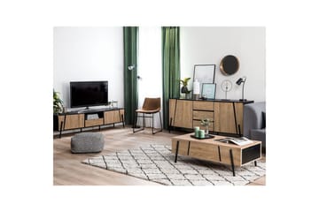 Blackpool Golvstående TV-bänk 177 cm med Förvaring i Mörkt Trä - Svart|Beige - Möbler - TV- & Mediamöbler - TV bänk & mediabänk