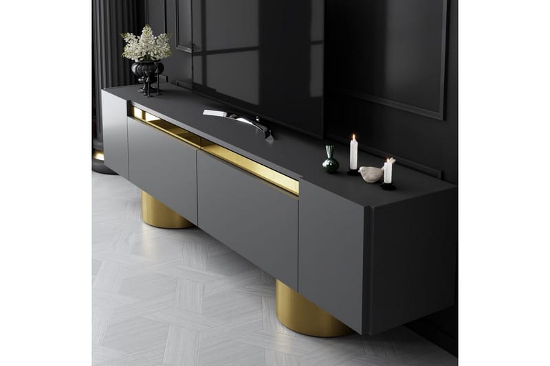 Bohem Tv-bänk 180 cm - Guld/Antracit - Möbler - TV- & Mediamöbler - TV bänk & mediabänk