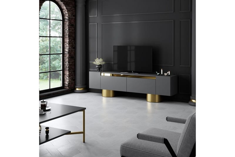 Bohem Tv-bänk 180 cm - Guld/Antracit - Möbler - TV- & Mediamöbler - TV bänk & mediabänk