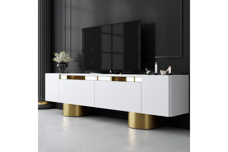 Bohem Tv-bänk 180 cm - Guld/Vit - Möbler - TV- & Mediamöbler - TV bänk & mediabänk