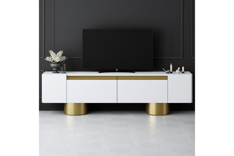 Bohem Tv-bänk 180 cm - Guld/Vit - Möbler - TV- & Mediamöbler - TV bänk & mediabänk