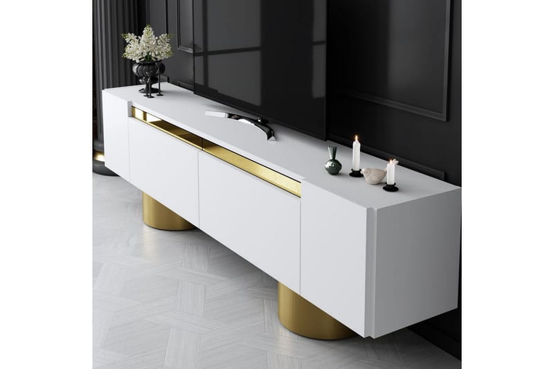 Bohem Tv-bänk 180 cm - Guld/Vit - Möbler - TV- & Mediamöbler - TV bänk & mediabänk