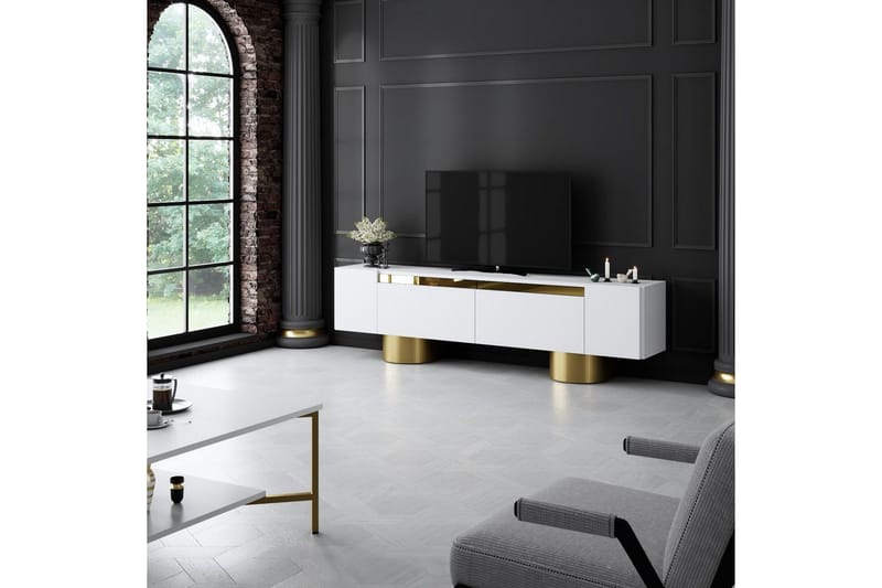 Bohem Tv-bänk 180 cm - Guld/Vit - Möbler - TV- & Mediamöbler - TV bänk & mediabänk