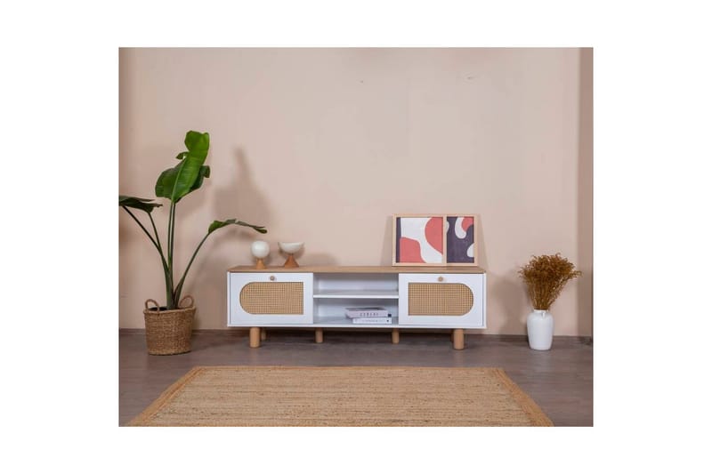 Bohem Tv-bänk 180 cm - Mediumfärgat trä/Vit - Möbler - TV- & Mediamöbler - TV bänk & mediabänk