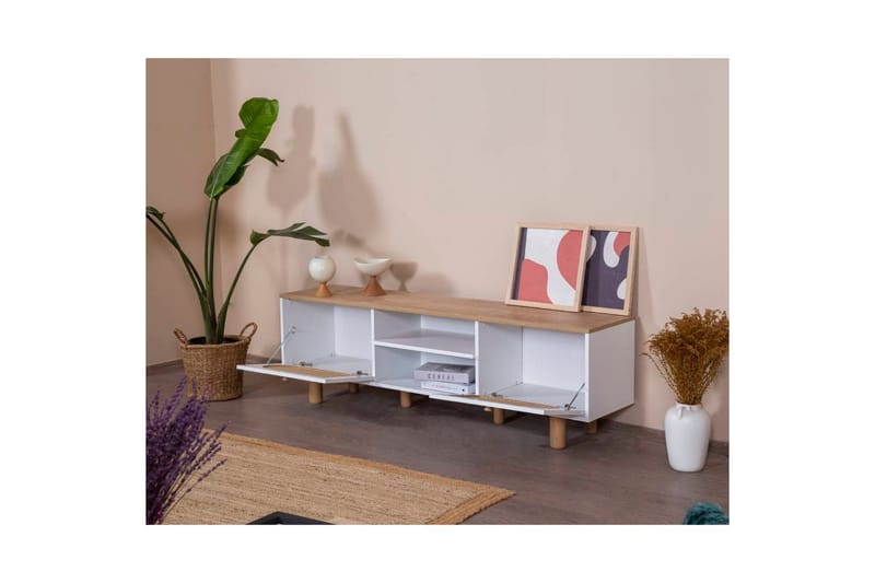 Bohem Tv-bänk 180 cm - Mediumfärgat trä/Vit - Möbler - TV- & Mediamöbler - TV bänk & mediabänk