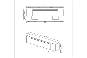 Bohem Tv-bänk 180 cm - Svart/Vit - Möbler - TV- & Mediamöbler - TV bänk & mediabänk