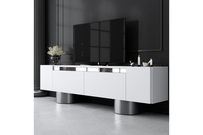 Bohem Tv-bänk 180 cm - Vit/Silver - Möbler - TV- & Mediamöbler - TV bänk & mediabänk