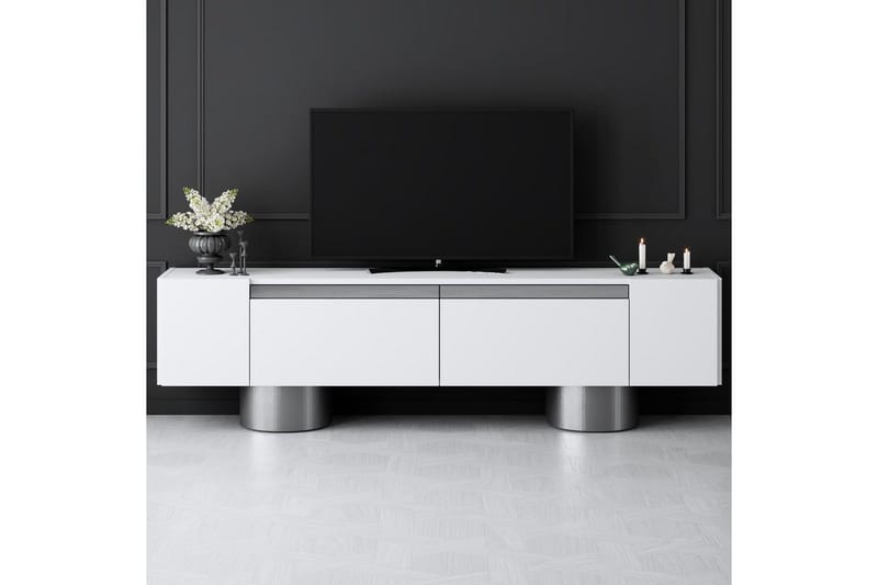 Bohem Tv-bänk 180 cm - Vit/Silver - Möbler - TV- & Mediamöbler - TV bänk & mediabänk
