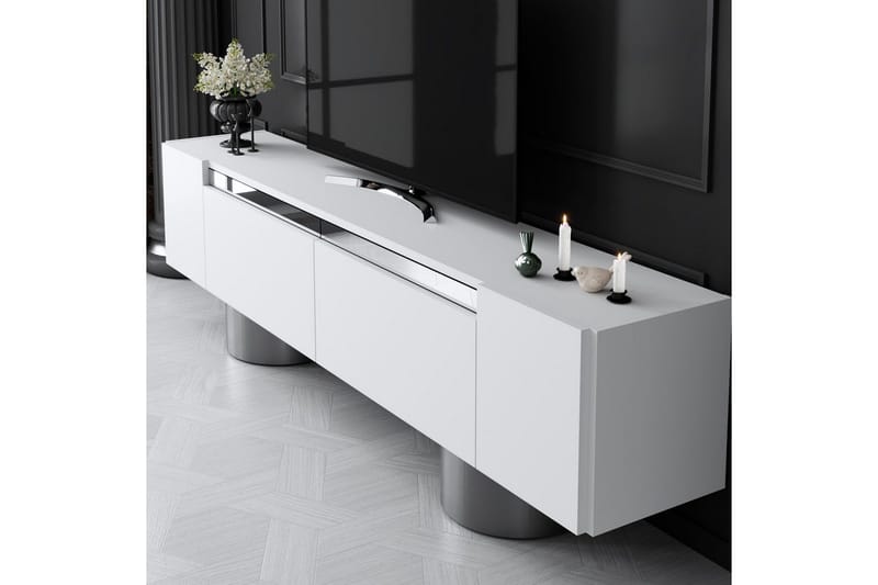 Bohem Tv-bänk 180 cm - Vit/Silver - Möbler - TV- & Mediamöbler - TV bänk & mediabänk