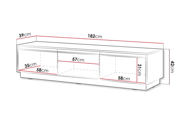 Bolstan Tv-bänk 182 cm - Vit - Möbler - TV- & Mediamöbler - TV bänk & mediabänk