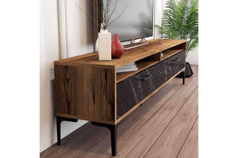 Brutorp Tv-bänk 180 cm - Valnöt/Svart Marmor - Möbler - TV- & Mediamöbler - TV bänk & mediabänk