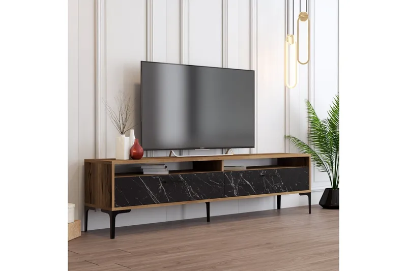 Brutorp Tv-bänk 180 cm - Valnöt/Svart Marmor - Möbler - TV- & Mediamöbler - TV bänk & mediabänk