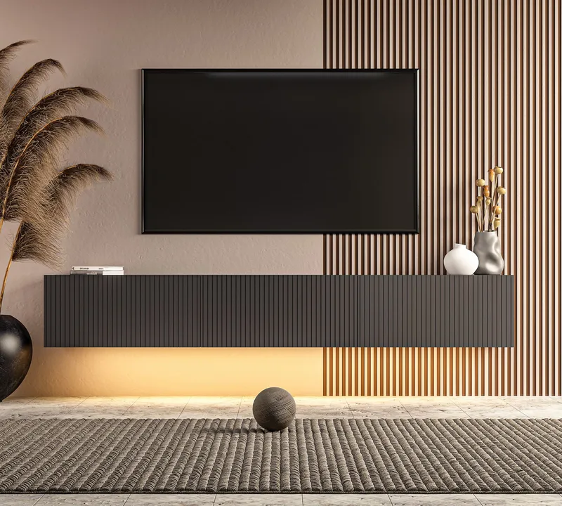 Bruveri TV-bänk 180x28,6x31,4 cm - Antracit - Möbler - TV- & Mediamöbler - TV bänk & mediabänk