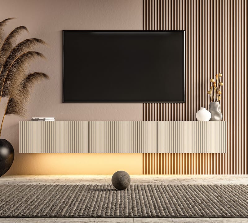 Bruveri TV-bänk 180x28,6x31,4 cm - Sandstone - Möbler - TV- & Mediamöbler - TV bänk & mediabänk