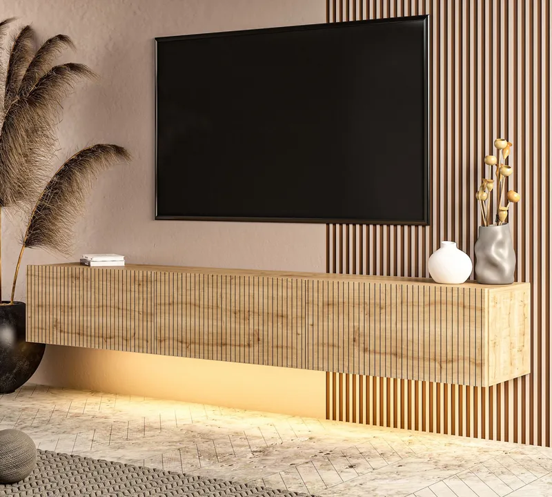 Bruveri TV-bänk 180x28,6x31,4 cm - Sapphire Oak - Möbler - TV- & Mediamöbler - TV bänk & mediabänk