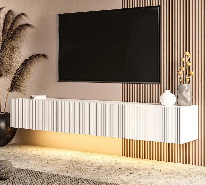 Bruveri TV-bänk 180x28,6x31,4 cm - Vit - Möbler - TV- & Mediamöbler - TV bänk & mediabänk