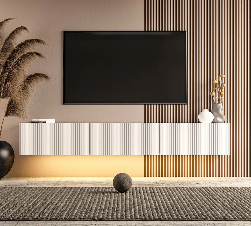 Bruveri TV-bänk 180x28,6x31,4 cm - Vit - Möbler - TV- & Mediamöbler - TV bänk & mediabänk