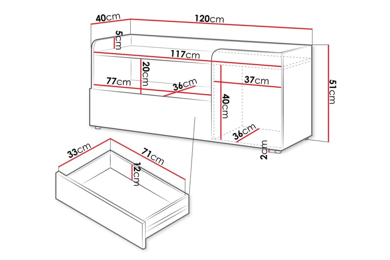 Buhan Tv-bänk 120 cm - Beige/Brun - Möbler - TV- & Mediamöbler - TV bänk & mediabänk