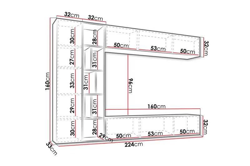 Bulet Tv-möbelset 224x33 cm - Beige - Möbler - TV- & Mediamöbler - TV-möbelset