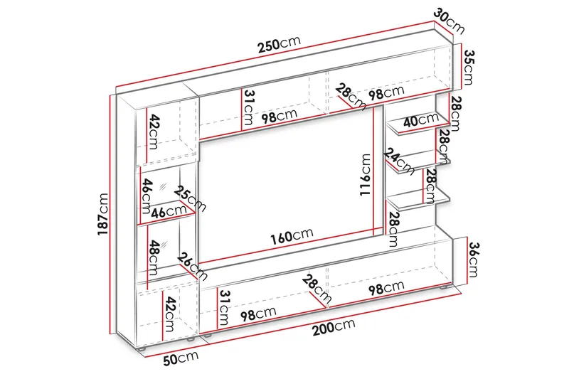 Bunda Tv-möbelset 250x30 cm - Beige - Möbler - TV- & Mediamöbler - TV-möbelset