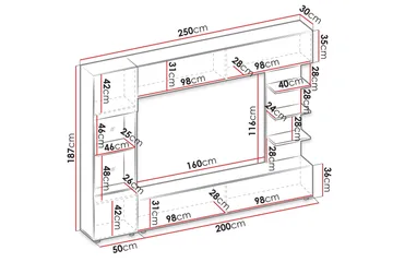 Bunda Tv-möbelset 250x30 cm - Grå/Vit - Möbler - TV- & Mediamöbler - TV-möbelset