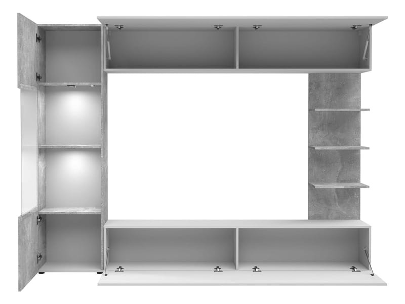 Bunda Tv väggenhet med LED-belysning 250 cm - vit - Möbler - TV- & Mediamöbler - TV-möbelset