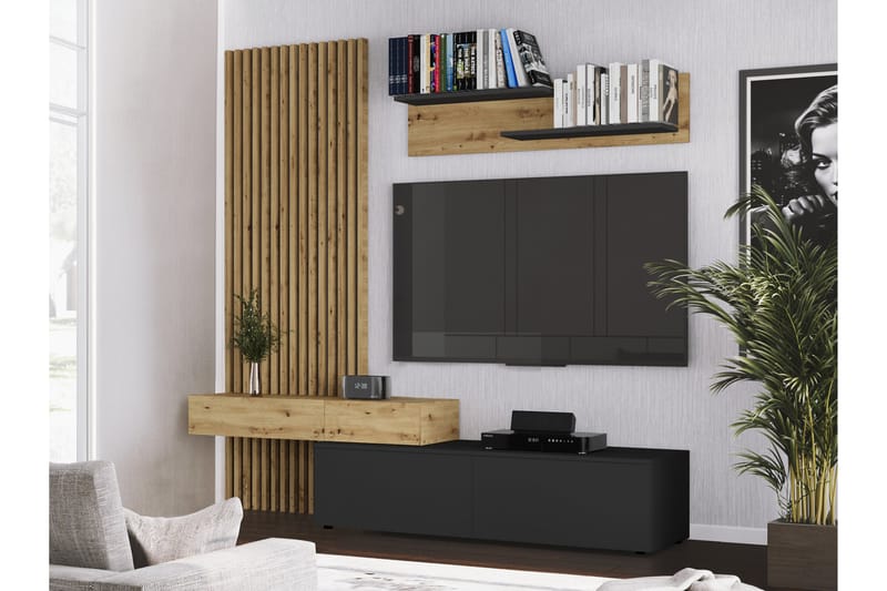 Bunkar Tv-möbelset 210x43 cm - Brun/Svart - Möbler - TV- & Mediamöbler - TV-möbelset