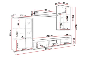 Bunta Tv-möbelset 235x40 cm - Vit - Möbler - TV- & Mediamöbler - TV-möbelset