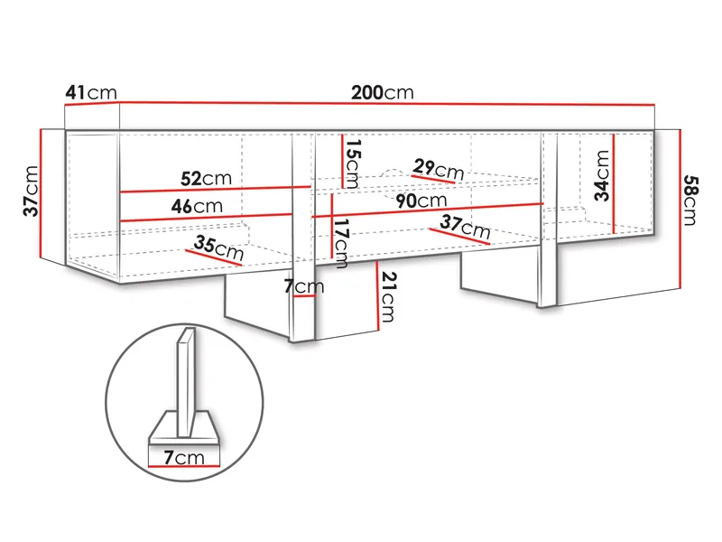 Calvenn Golvstående TV Bänk 200 cm med Förvaring i Målat Trä - Beige - Möbler - TV- & Mediamöbler - TV bänk & mediabänk