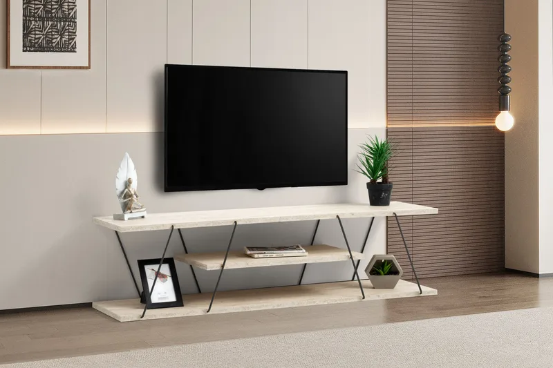 Canaz Tv-bänk 120 cm - Svart/Marmor - Möbler - TV- & Mediamöbler - TV bänk & mediabänk