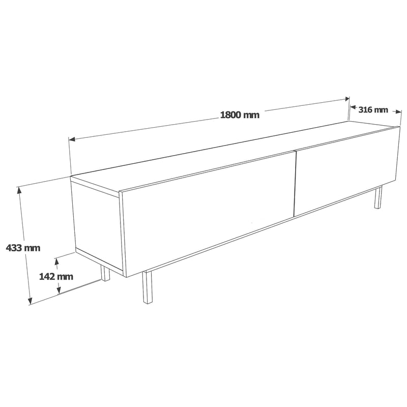 Canto TV-bänk 180x43,3x31,6 cm - Ek - Möbler - TV- & Mediamöbler - TV bänk & mediabänk