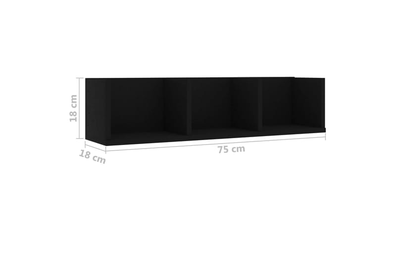 CD-hylla svart 75x18x18 cm spånskiva - Svart - CD-hylla & DVD-hylla