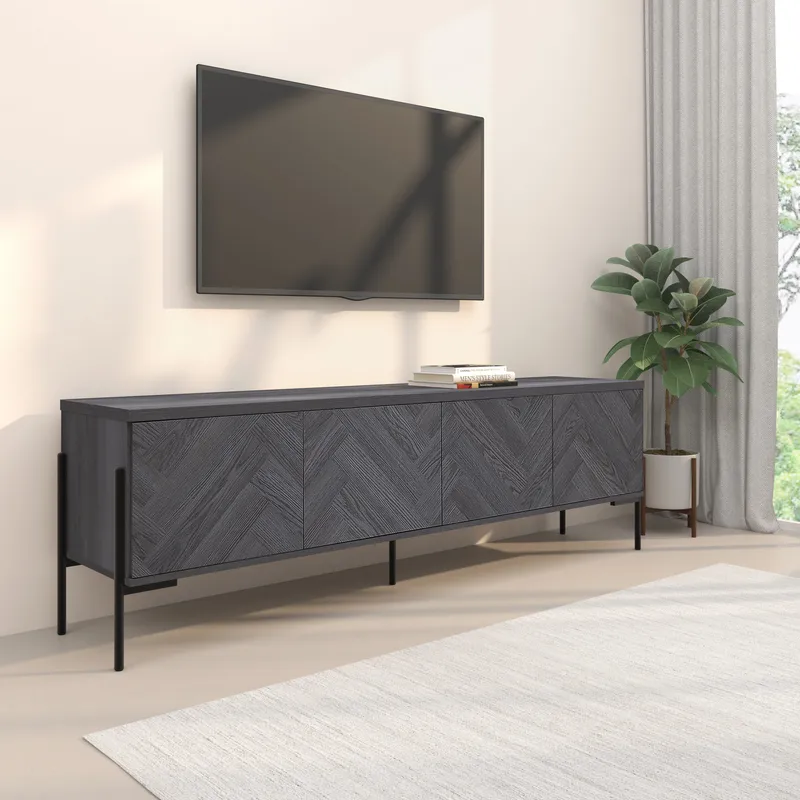 Charlene Tv-bänk 175 cm - Grå fiskbensek / grå ek - Möbler - TV- & Mediamöbler - TV bänk & mediabänk