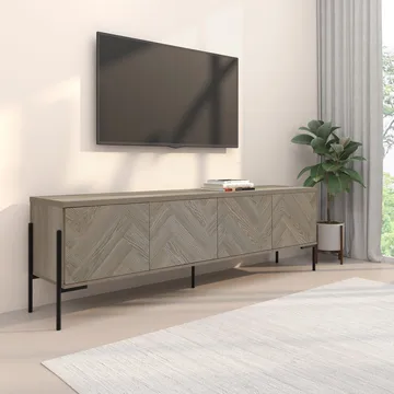 Charlene Tv-bänk 175 cm - Naturfärgad fiskbensek / naturek - Möbler - TV- & Mediamöbler - TV bänk & mediabänk