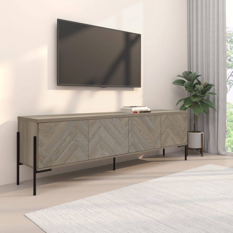 Charlene Tv-bänk 175 cm - Naturfärgad fiskbensek / naturek - Möbler - TV- & Mediamöbler - TV bänk & mediabänk