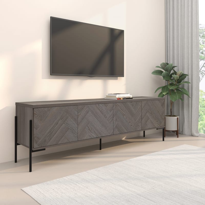 Charlene Tv-bänk 175 cm - Vit fiskbensek / vit ek - Möbler - TV- & Mediamöbler - TV bänk & mediabänk