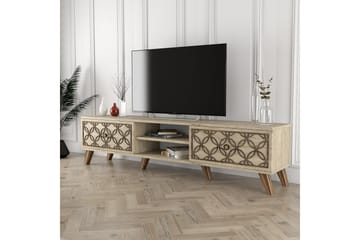 Chass Golvstående Tv Bänk 180 cm med Förvaring i Ljust Trä - Beige - Möbler - TV- & Mediamöbler - TV bänk & mediabänk